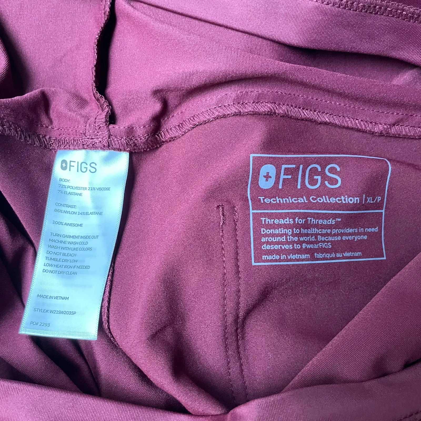 FIGS Yola Maternity Scrub Pants Burgundy Size XL Petite NEW - Image 7