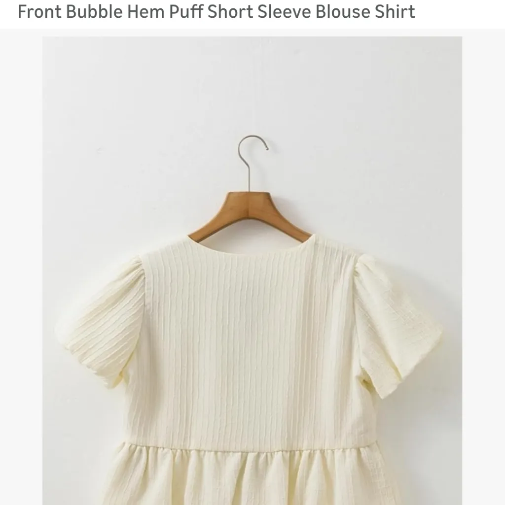 Cream Puff Sleeve Top Size XL New Never Worn Textured Bow Ties Front Bubble Hem Brown - Image 4