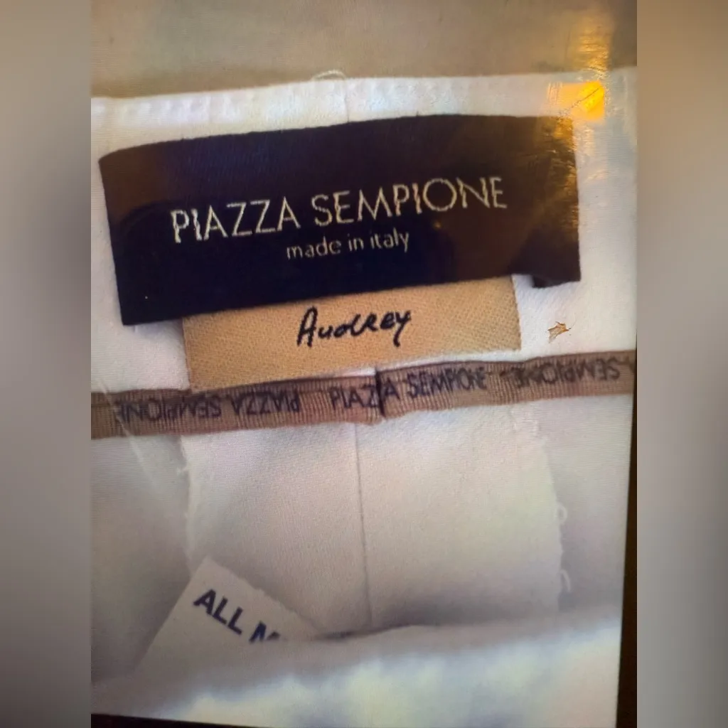 Piazza Sempione Audrey White Cotton Cropped Tapered Pants - CPA 350031 size 46 - Image 3