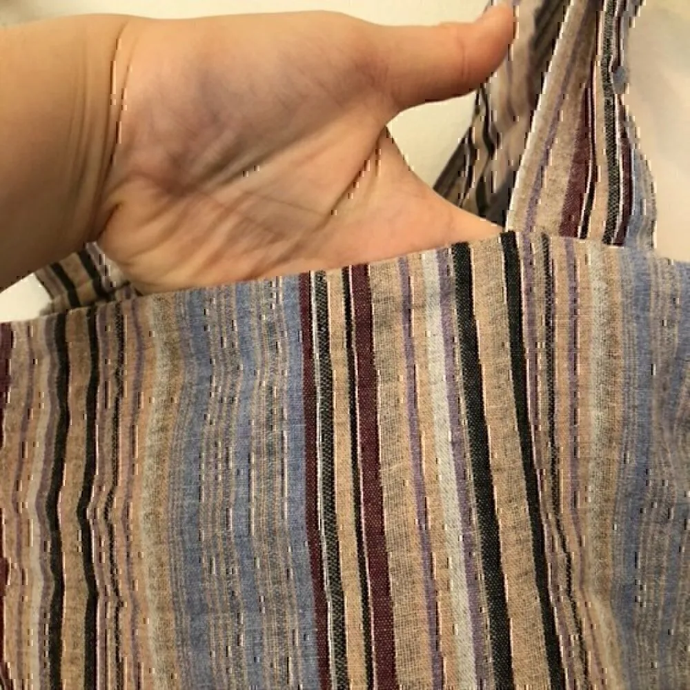 ALTAR'D STATE Ellery Top Blue Peach Multi Striped Tie Strap Peplum Tank Blouse S - Image 7