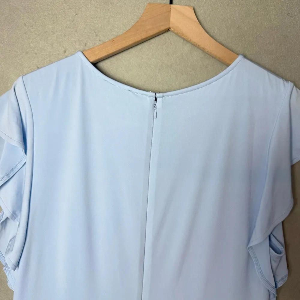 The Limited Womens Light Blue Short Flutter Sleeve Knee Length Faux Wrap Dress L - Image 9