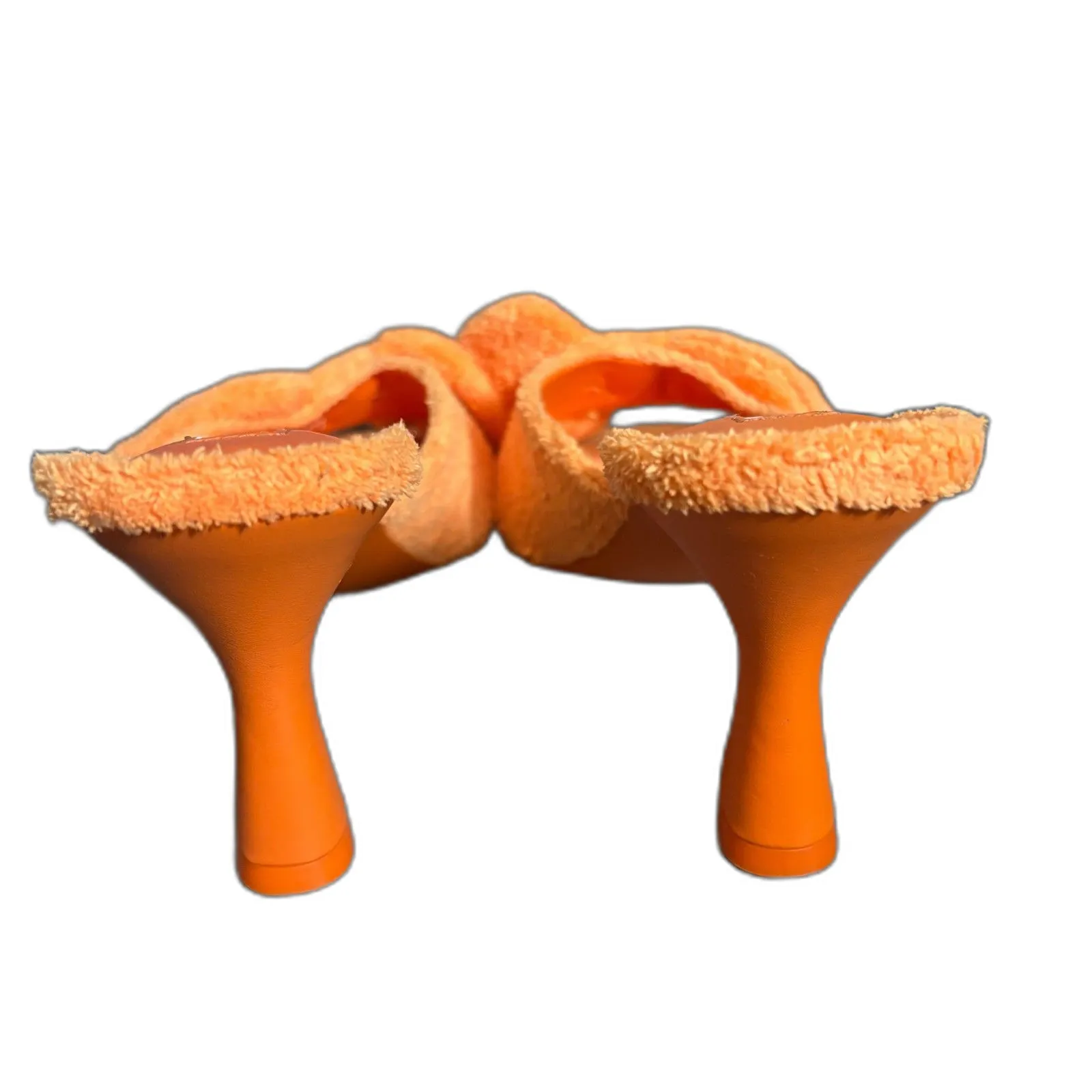 Chelsea & Violet Paris Orange Terry Cloth‎ Bow Heel Sandals Square Toe Size 7.5 - Image 4