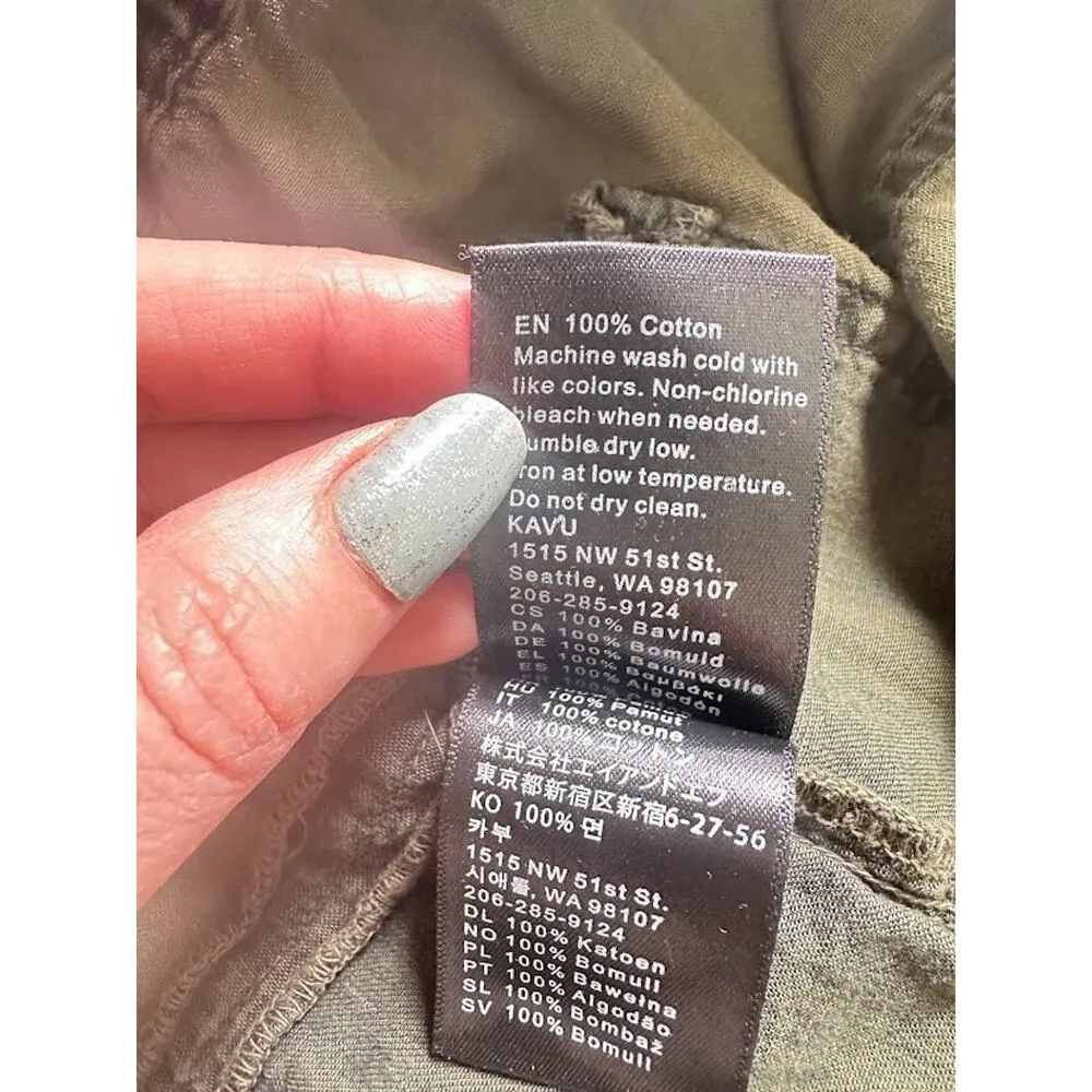 Kavu Taos Military Green Shorts Elastic 3" Size M Outdoor Cotton Pull On Hiking - Image 7