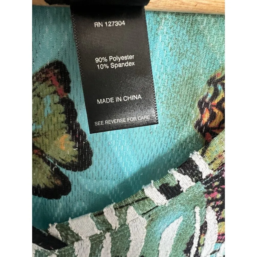 Ali Miles Abstract Butterfly Knit Top Large Swirls 3/4 Flare Sleeves - Image 3