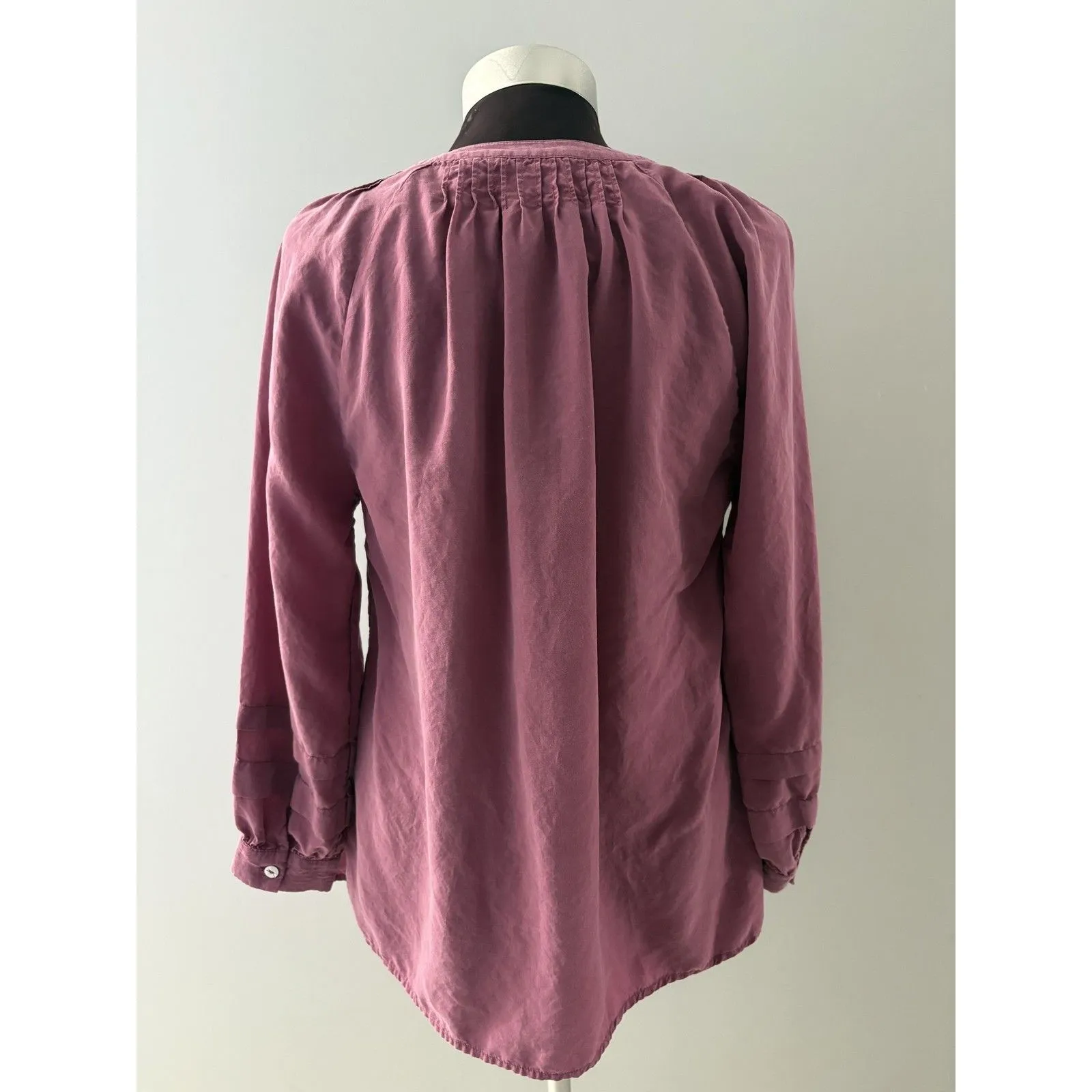 Soft Surroundings Blouse Womens Small Purple Linen Blend Silky Lightweight - Image 4