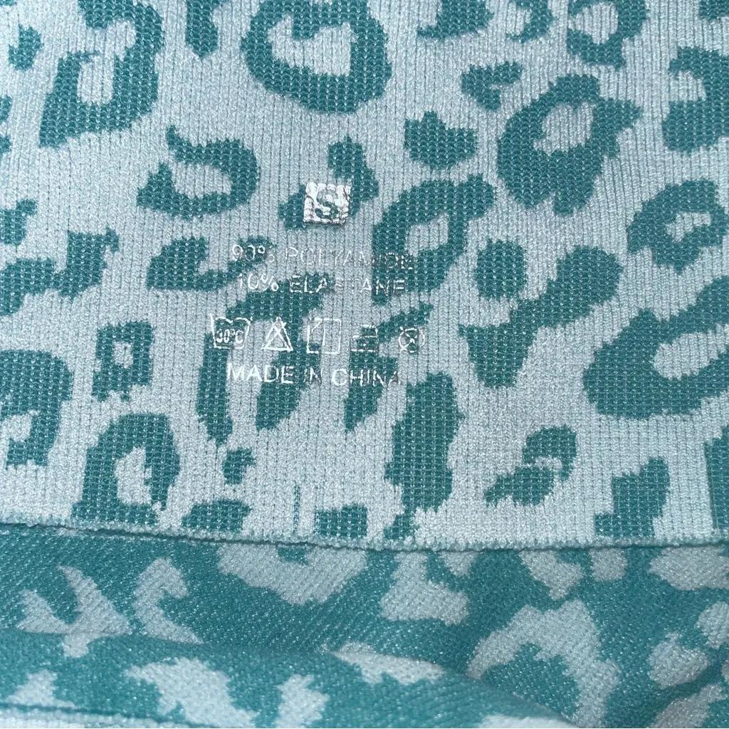 Blue Leopard Print Women's Shorts‎ High Waisted Athletic Gym Shorts - Image 4