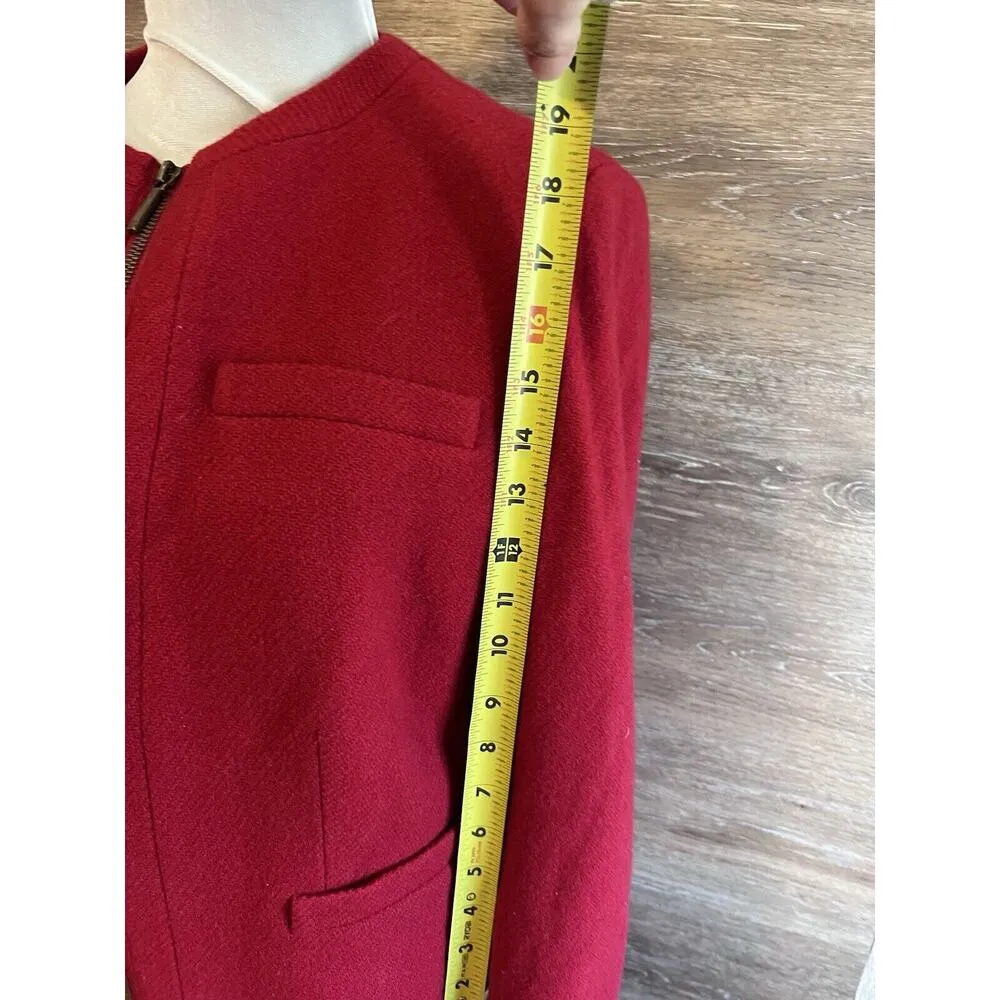 RALPH LAUREN Wool Solid Red Gold Full Zipper Jacket Sz 8 Lined Pocket Classic - Image 2