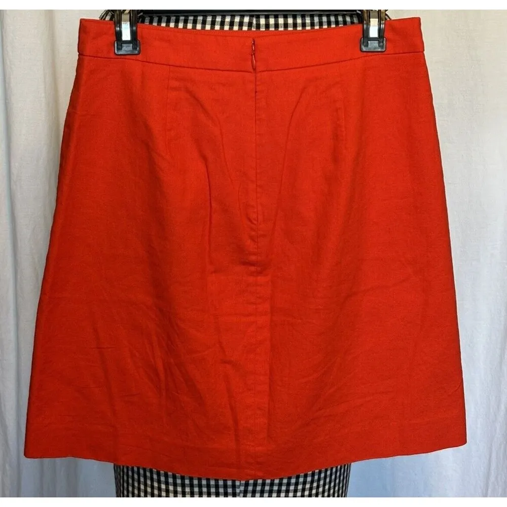 J. Crew Skirt Size 4 Poppy Linen Blend Buttons Preppy Academia Retro Glam Sailor - Image 2