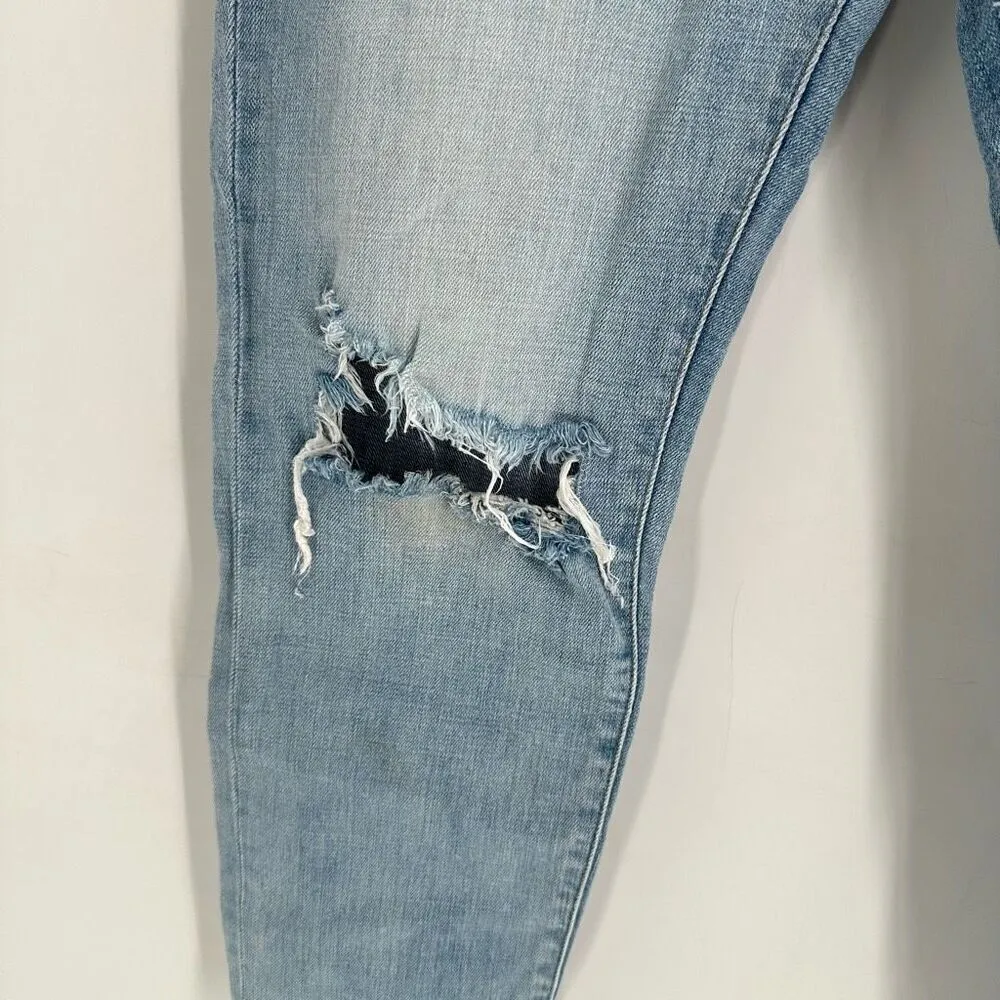 KanCan Women's Distressed Cuffed Boyfriend Jeans Blue Denim Light Wash Size 7/27 - Image 7