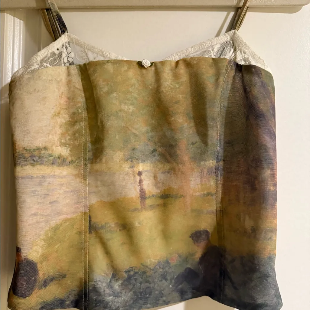 Edikted Artistic Print Camisole with Lace - Image 2