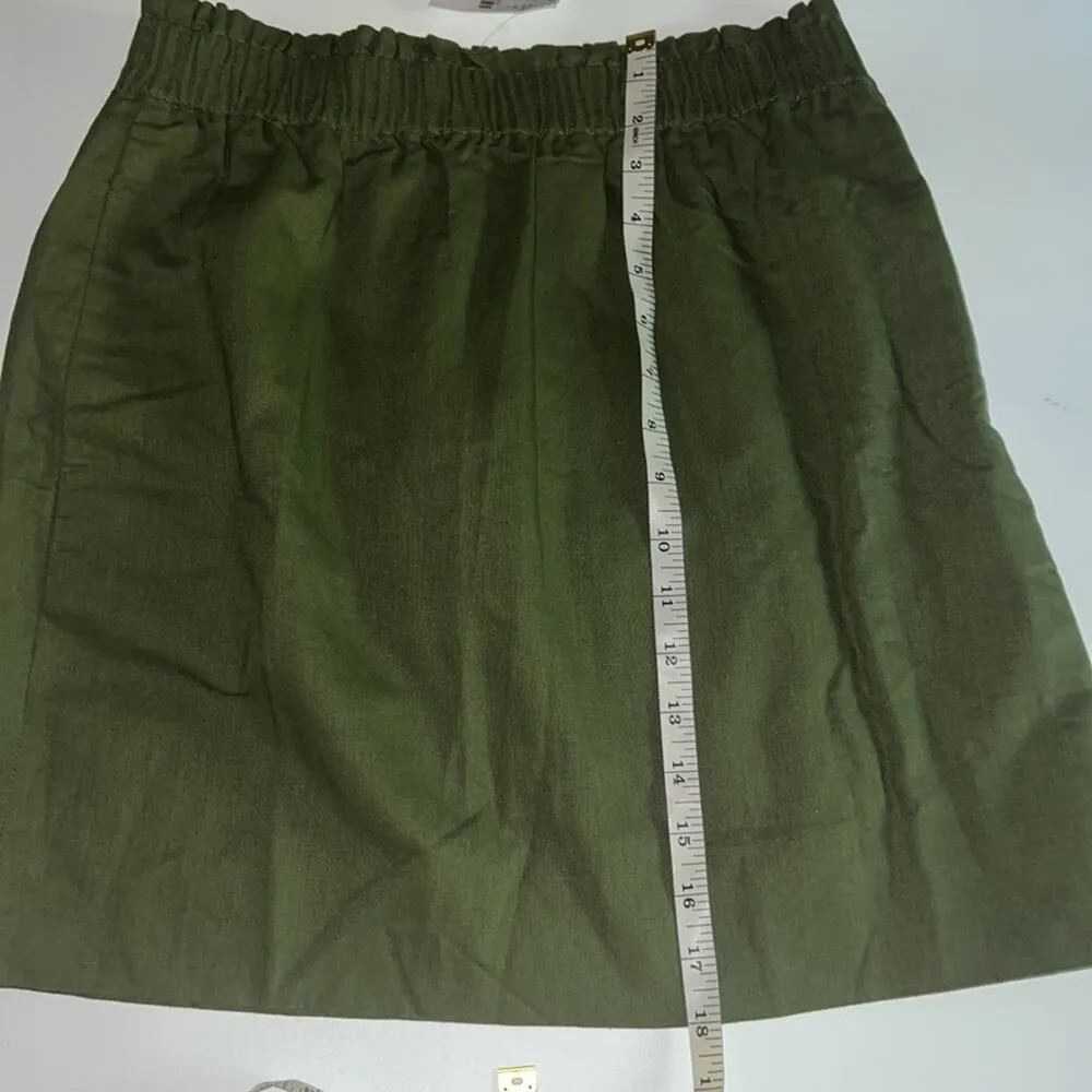 J. CREW Factory Olive Green Pull On Side Walk Mini Short Skirt  Sz 4 - Image 8