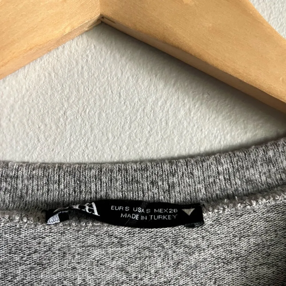 Zara Gray Pearl Embellished Knit Sweater Top Women’s Size S Minimalist Chic - Image 3