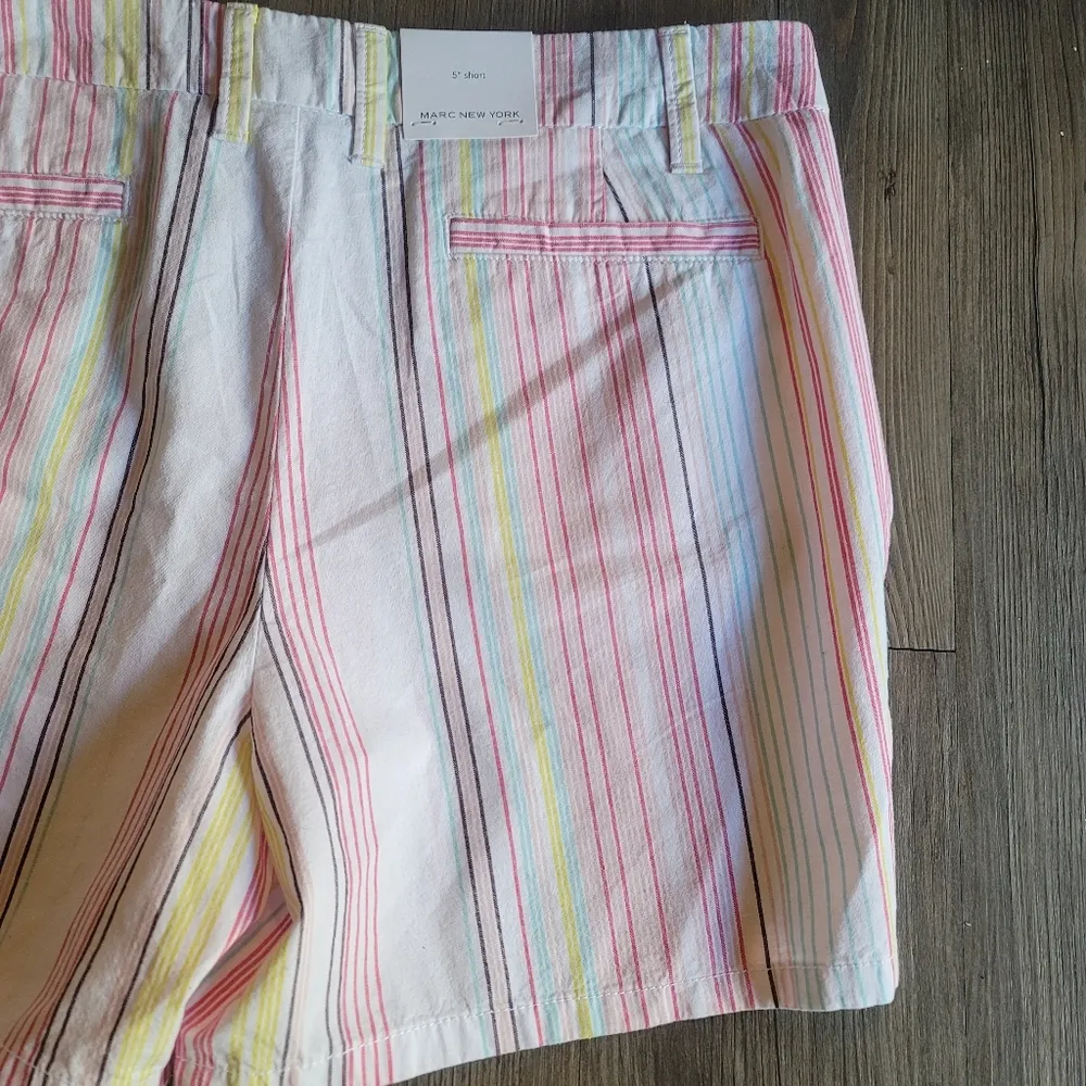 NWT! Marc Newyork Andrew Marc $50 Azalea Multicolor Striped 5" Chino Shorts 10 - Image 7