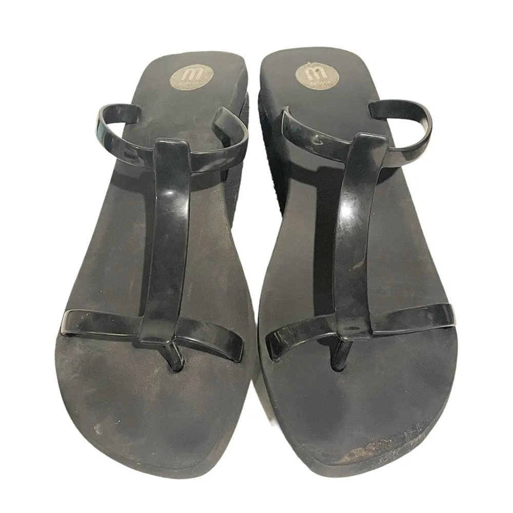 Melissa Size 9 Black Strappy Foam Platform Heels Sandals - Image 2