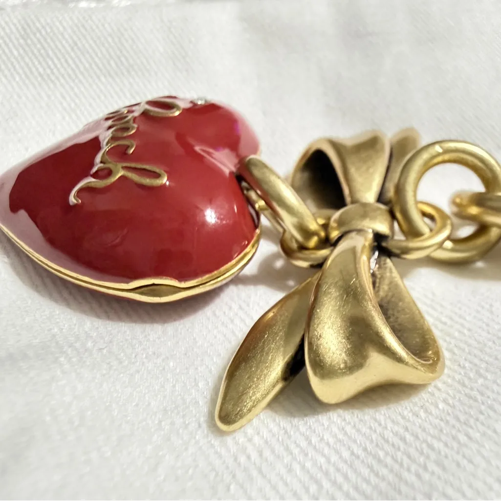 Coach Bow Heart Locket Bag Charm Keychain - Image 6