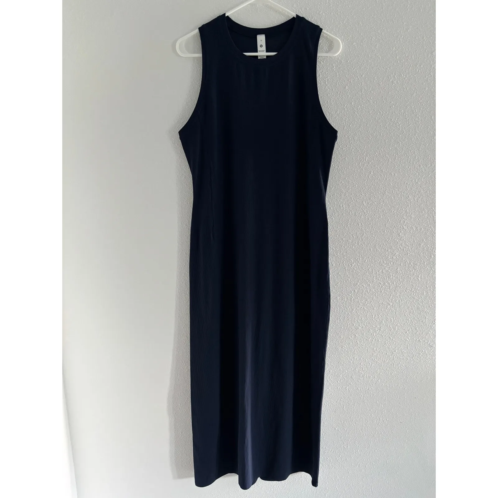 Lululemon All Aligned Dress Womens 12 Navy Ribbed Midi Athletic Travel‎ NWOT - Image 2