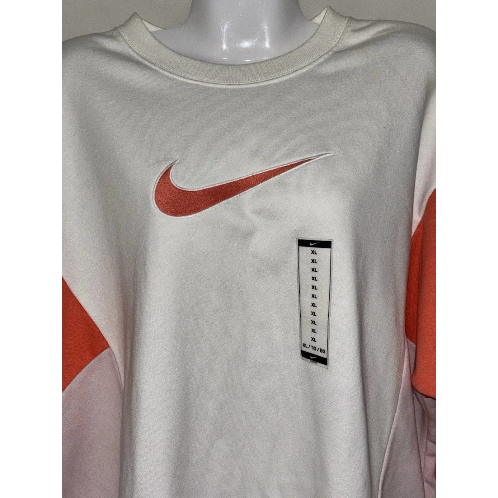 Women’s Nike NSW French Terry Colorblock Retro Crew Neck Sweater XL CK1402-100 - Image 6