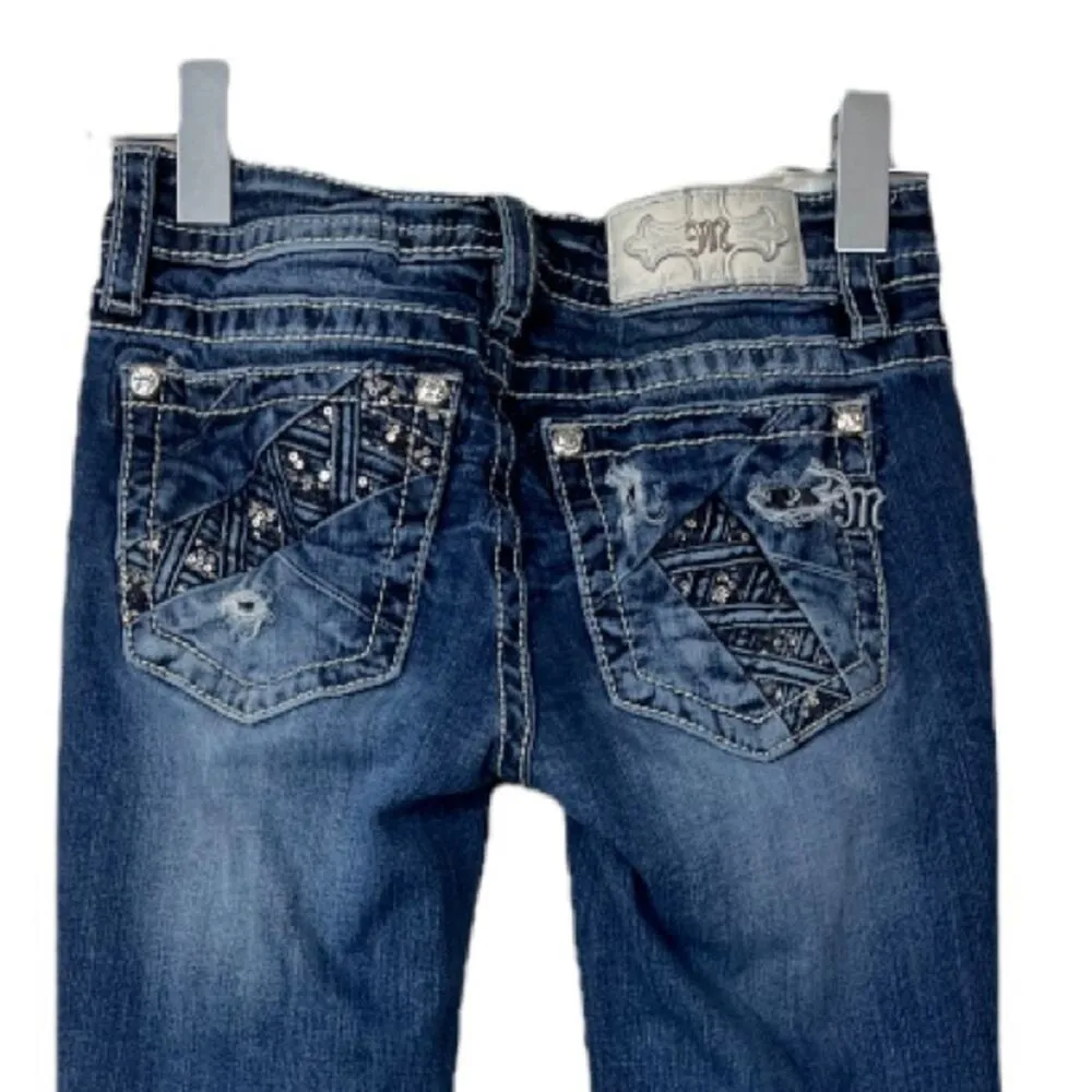 Miss Me Standard Skinny Jeans Embellished Distressed Destroyed Women’s Size 25 - Image 4
