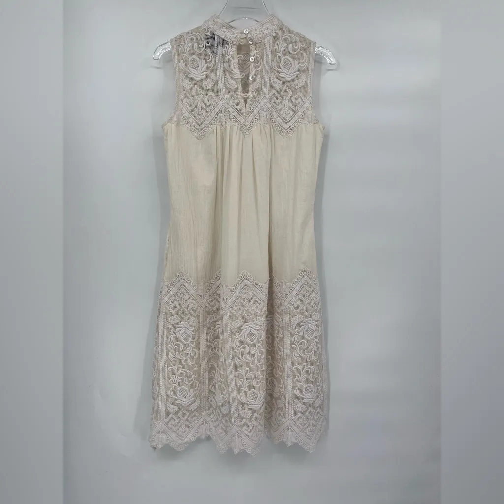 SEA New York Size 2 Dress Embroidered Sleeveless Cream Peasant‎ Wedding - Image 2