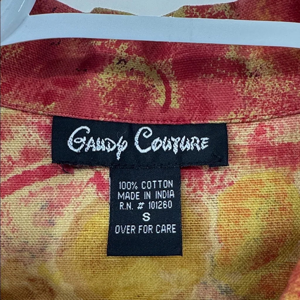 Candy Couture Red Paisley Women's Blouse S cotton sequin beaded colorful LS - Image 5