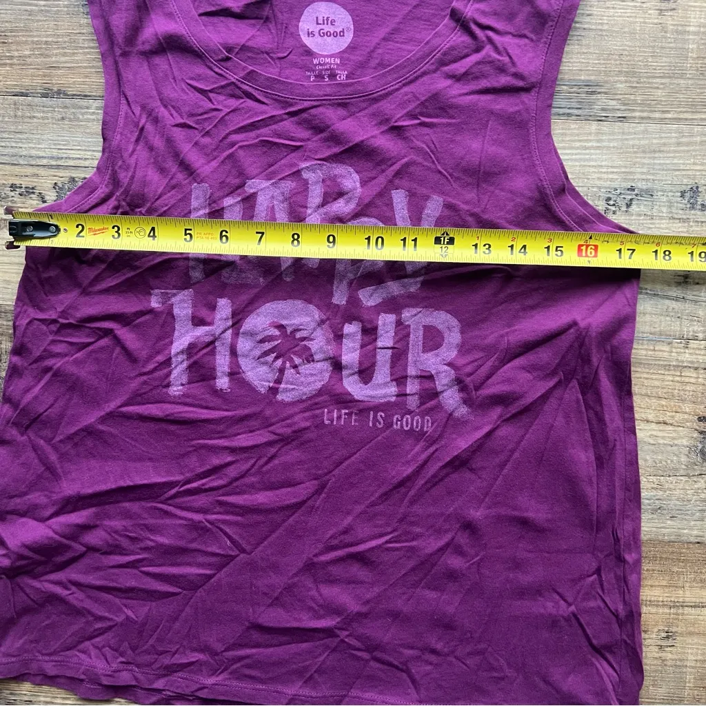 Life is Good Womens Purple Happy Hour Classic Fit Cotton Tee Tank Size Small - Image 4