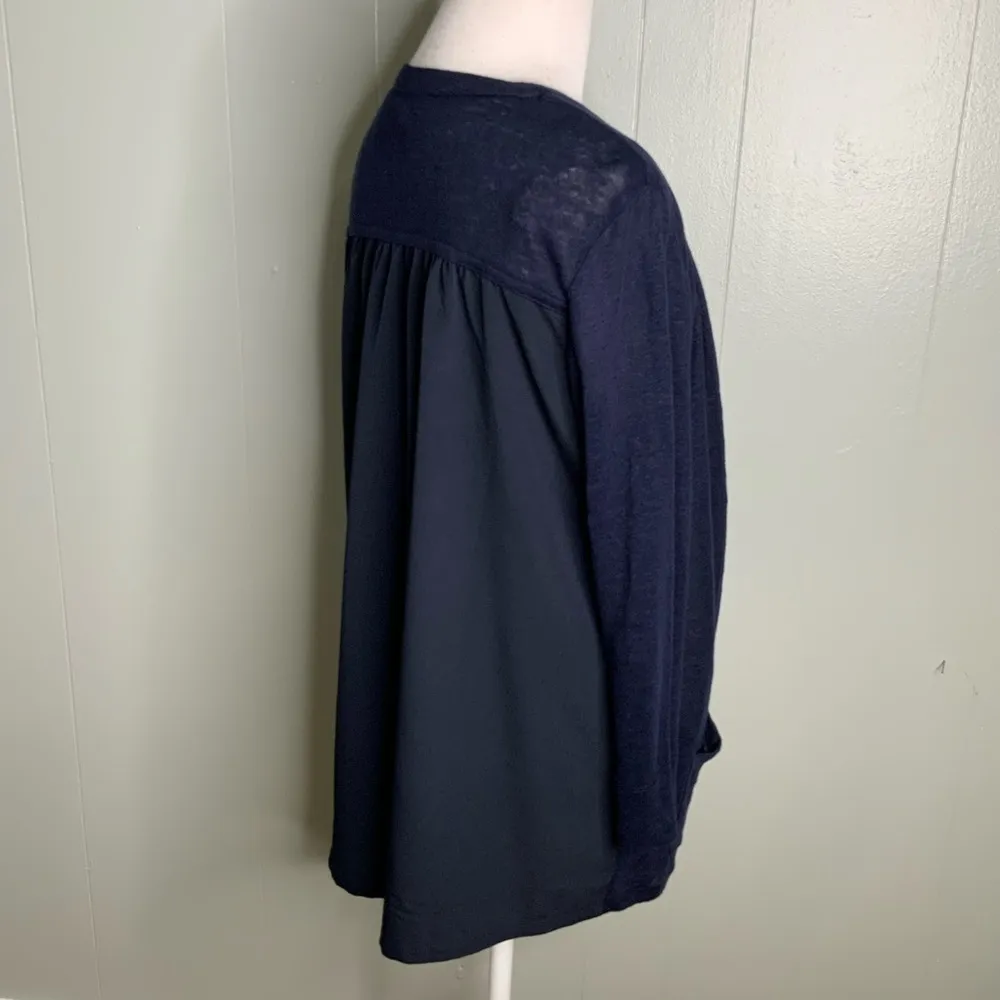 Talbots Linen Blend Navy Blue Open Lightweight Casual Business Cardigan Small - Image 4