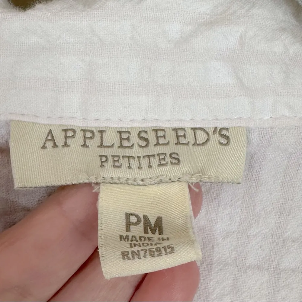 Appleseed's White Pink Striped Seersucker Shirt & Cropped Pants Set PM Coastal Size undefined - Image 2