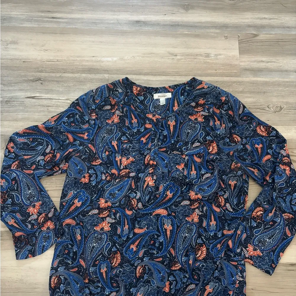 Dress Barn XL Paisley Blouse, Elastic bottom, no stretch pit to pit 22 length 26 - Image 6