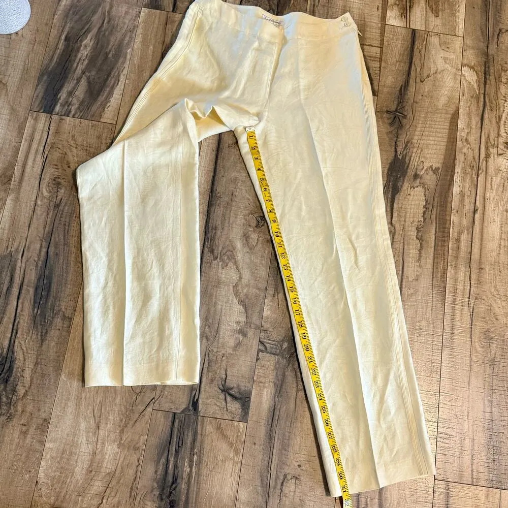 Tommy Bahama Women’s 8 Yellow Tropical Palm Tree Silk Linen Trousers Pants - Image 2