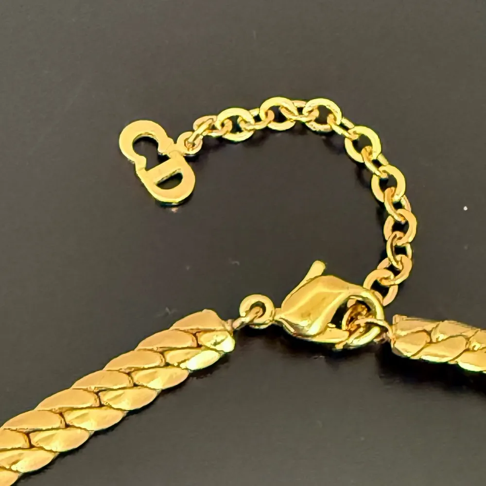 Vintage CD CHRISTIAN DIOR Gold Tone Pave Rhinestones Statement Necklace 24g. - Image 13