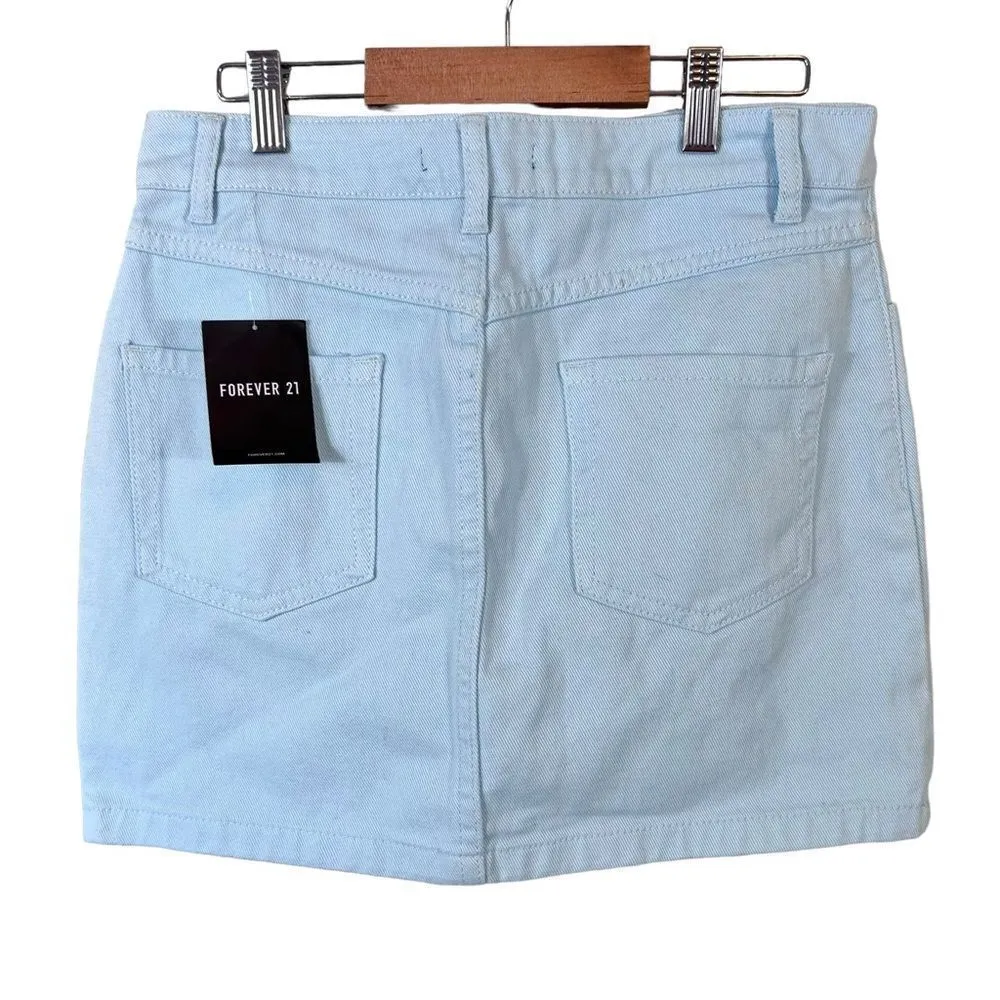 Forever 21 Light Pastel Blue Denim Skirt - Image 2