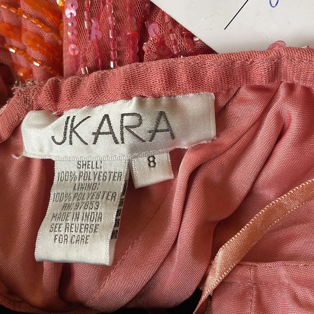 NWT JKARA Heavily All Over Sequins Color Block Halter Neck Gown Maxi Dress Pink Size 8 - Image 6