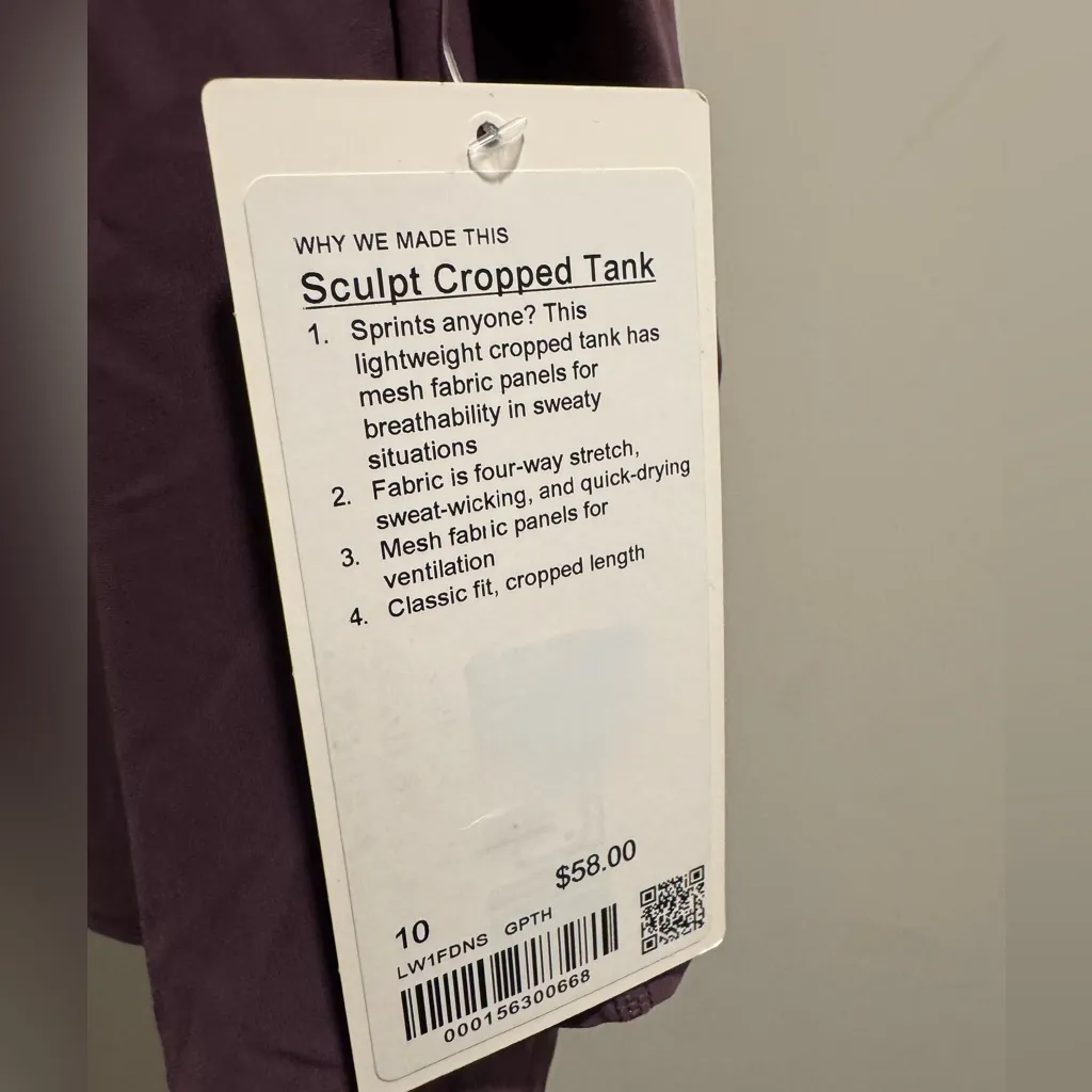 LULULEMON - Sculpt Crop Tank - Grape Thistle - $58 - Size 10 - Image 4