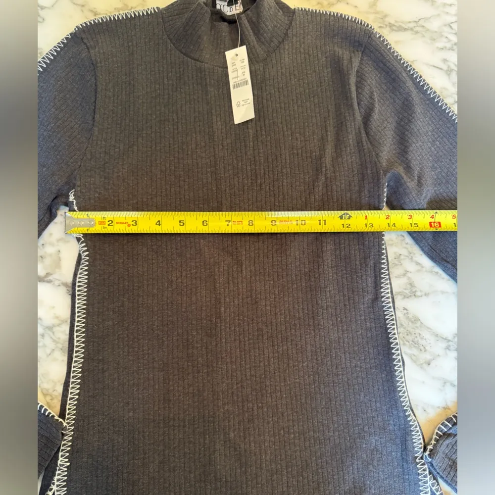 NWT J.Crew Premium Rib Turtleneck Long Sleeve Top Whipstitch Trim - Stitch loose - Image 5