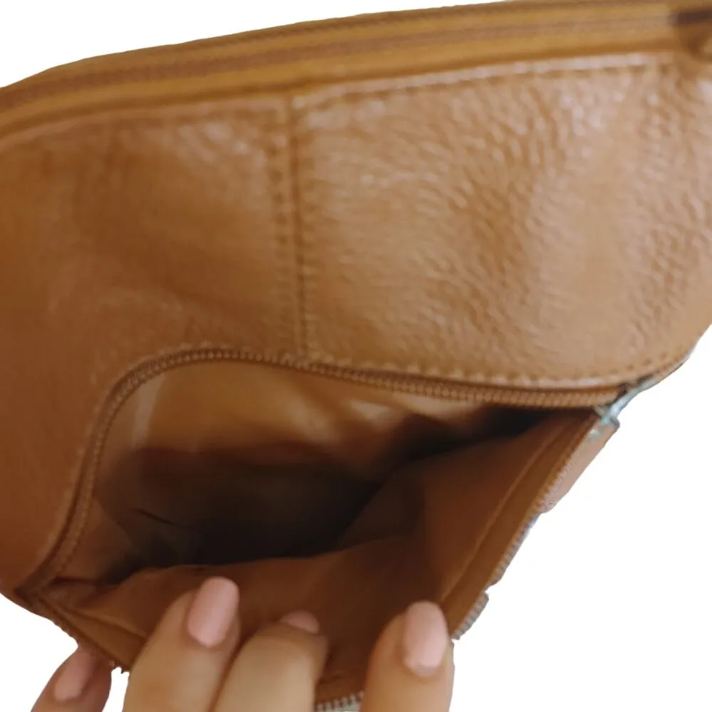 Brown Crossbody Satchel Zipper Pockets Bag Adjustable Strap Travel - Image 10