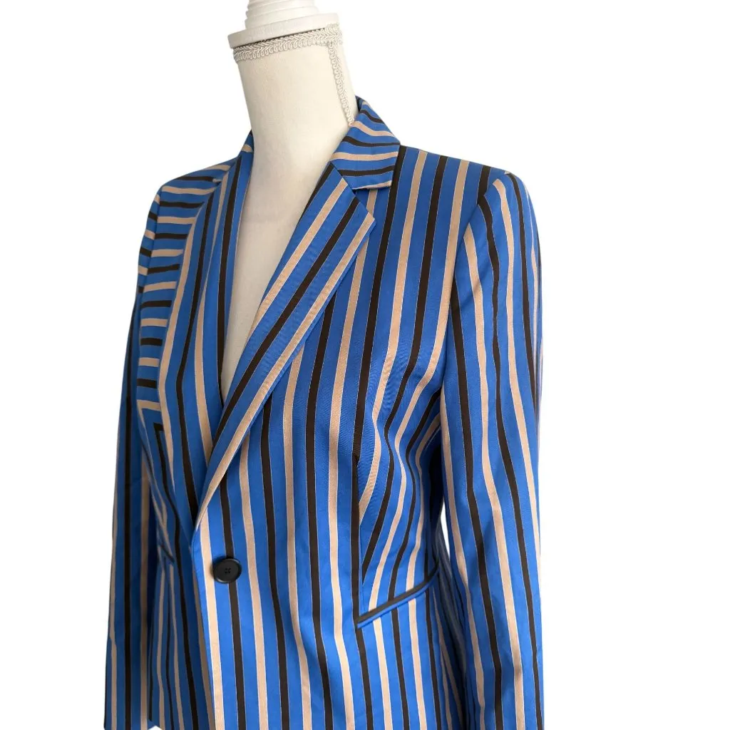 AKRIS PUNTO Blue Pinstriped Blazer Jacket Size US 8 - Image 3