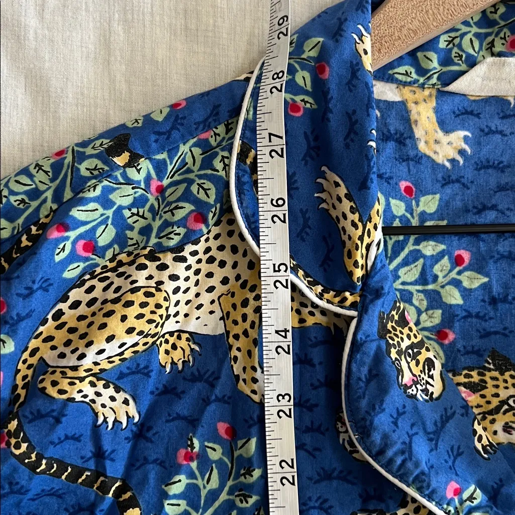 Print Fresh Organic Cotton Bagheera Leopard Pajama Shirt Sapphire Blue Women Med - Image 6