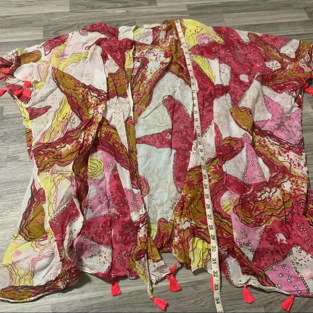 Paradise USA Star fish Red Yellow with Neon Pink Tassels Swim Suit Cover Up Size undefined - Image 3