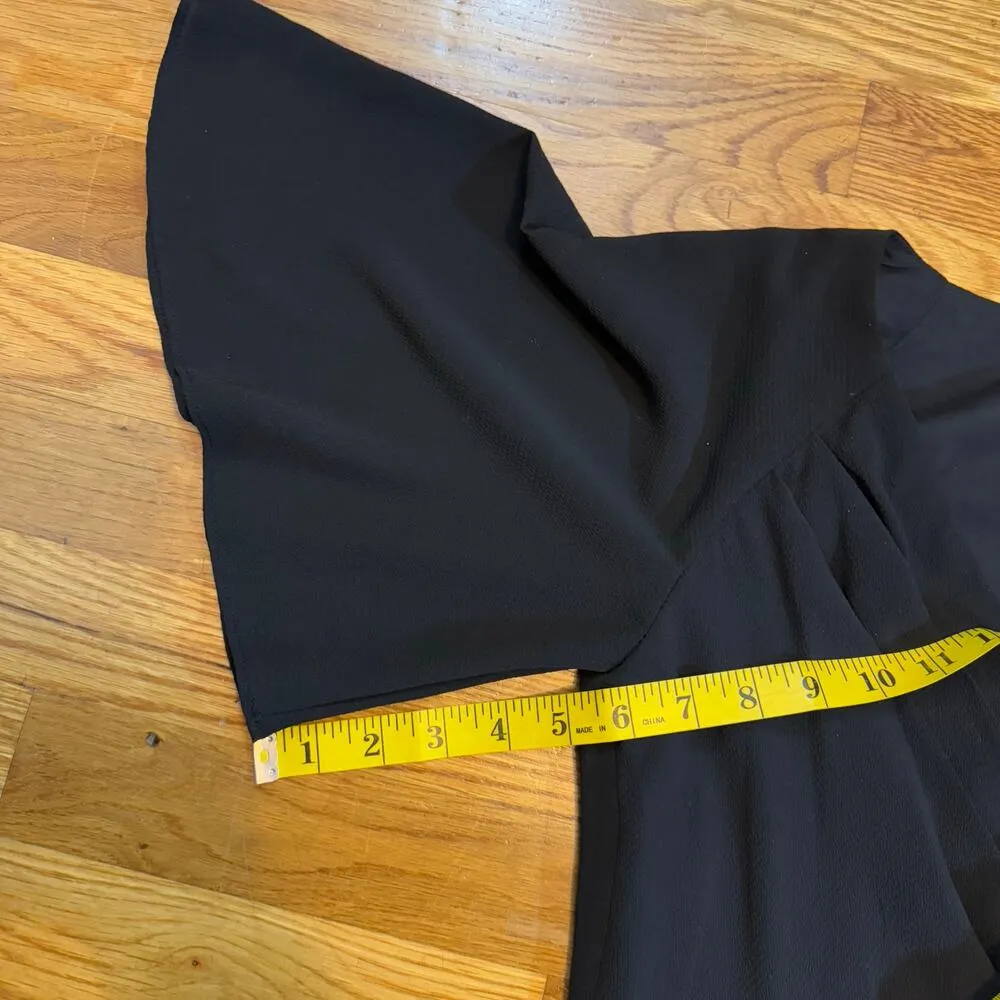 Maggy London Women’s 2 Black Draped V-neck Faux Wrap Flutter Sleeve Draped Dress - Image 10