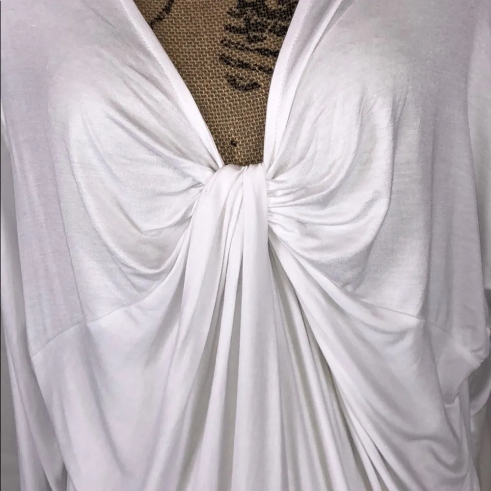 Annabelle top front knot draped long sleeve White Size M NWT Size M - Image 2