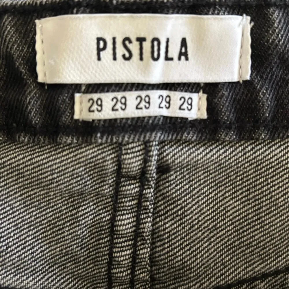 NEW Pistola Size 29 Nova Relaxed High Rise Cut Off Denim Jean Shorts Black - Image 3