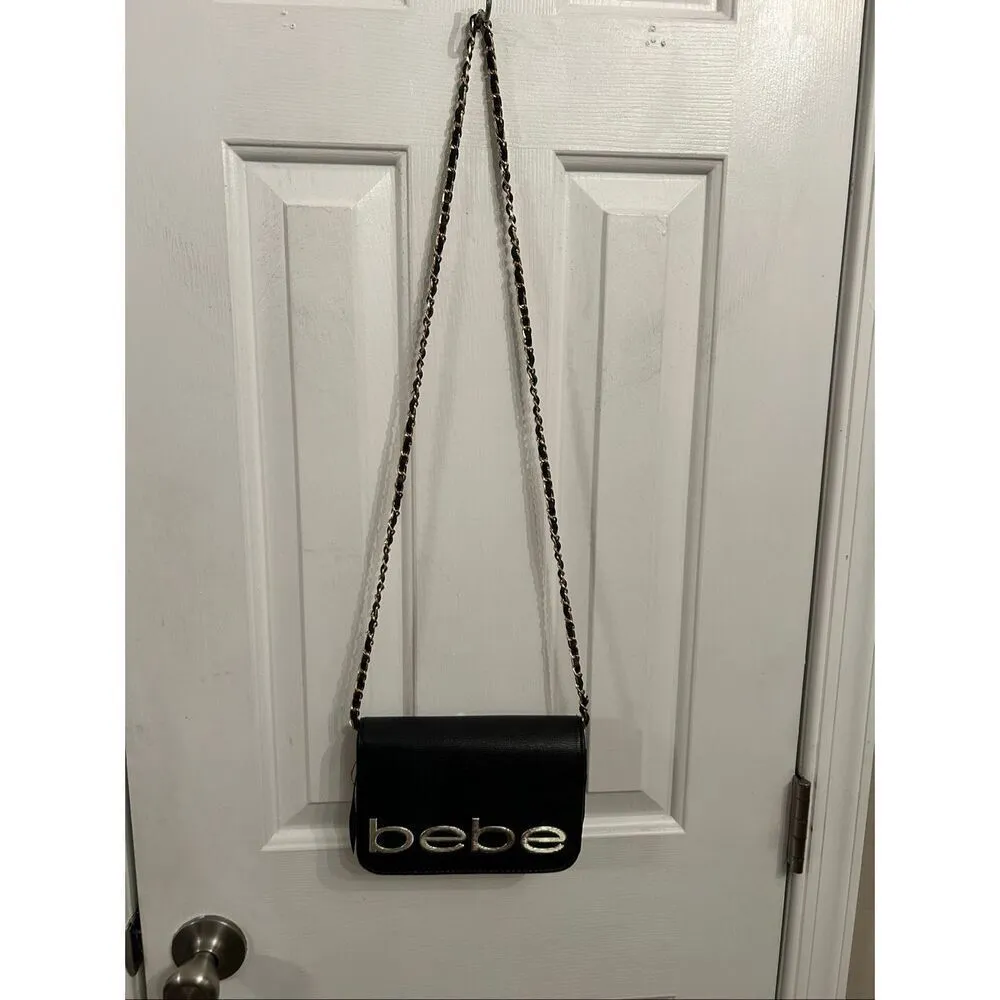 BEBE black crossbody gold, and black new with tags with a gold chain - Image 2