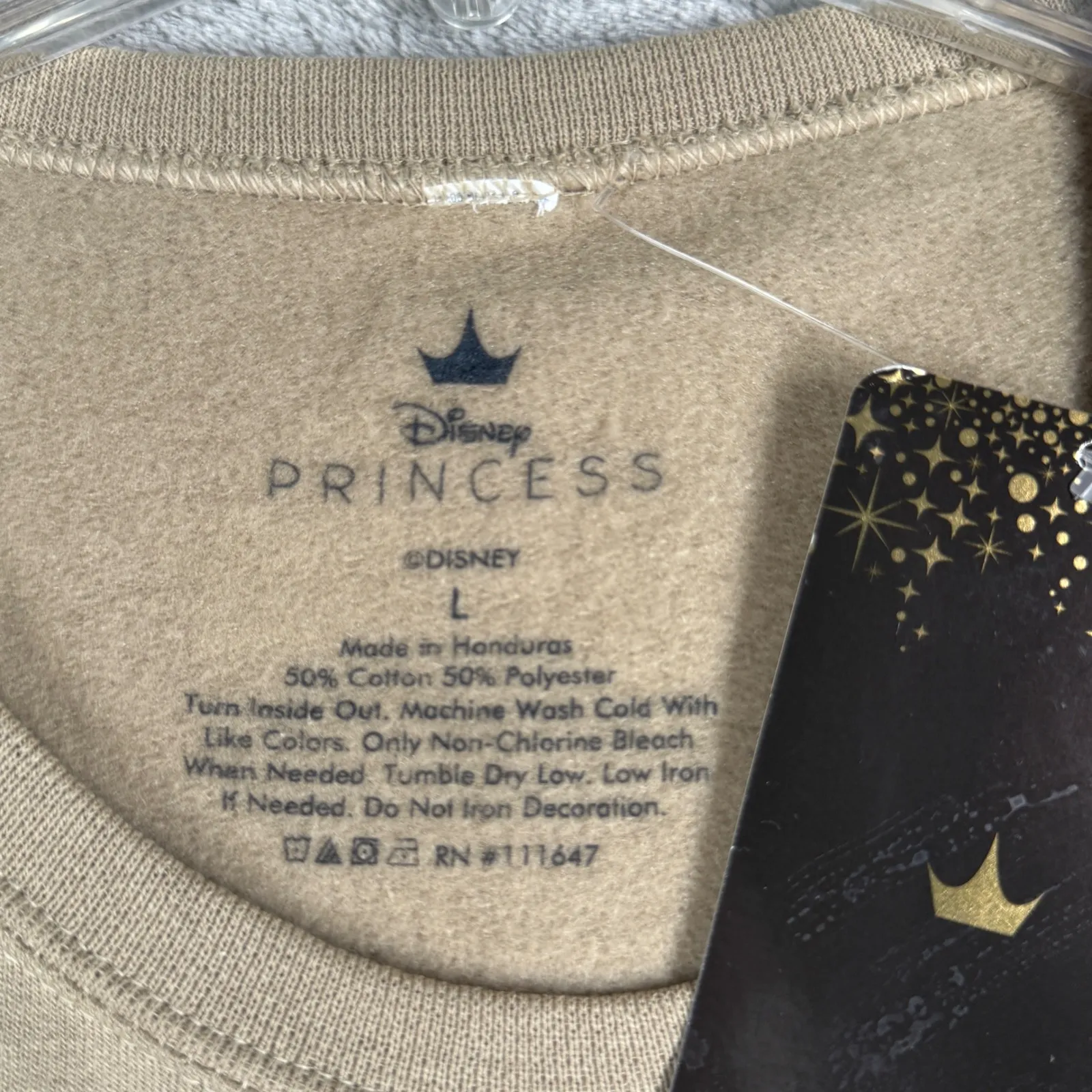 Disney Princess Sweatshirt L Beige Floral Flower Crewneck Belle Cinderella Mulan - Image 6