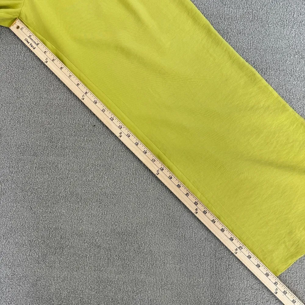 Zara Wide Leg High Rise Trouser Pants Lime Green Yellow Size Small - Image 13