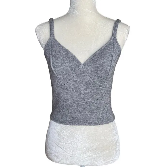 Express Women’s Sweater Knit Cami Size S Sweetheart Neckline Gray Cozy Neutral - Image 2