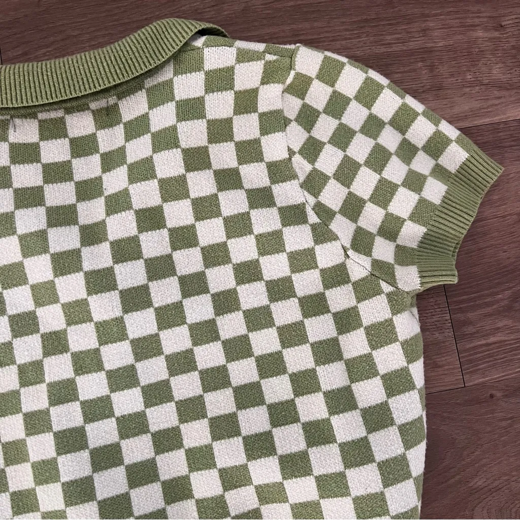 Hesperus  Green and White Check Collar Blouse - Image 6
