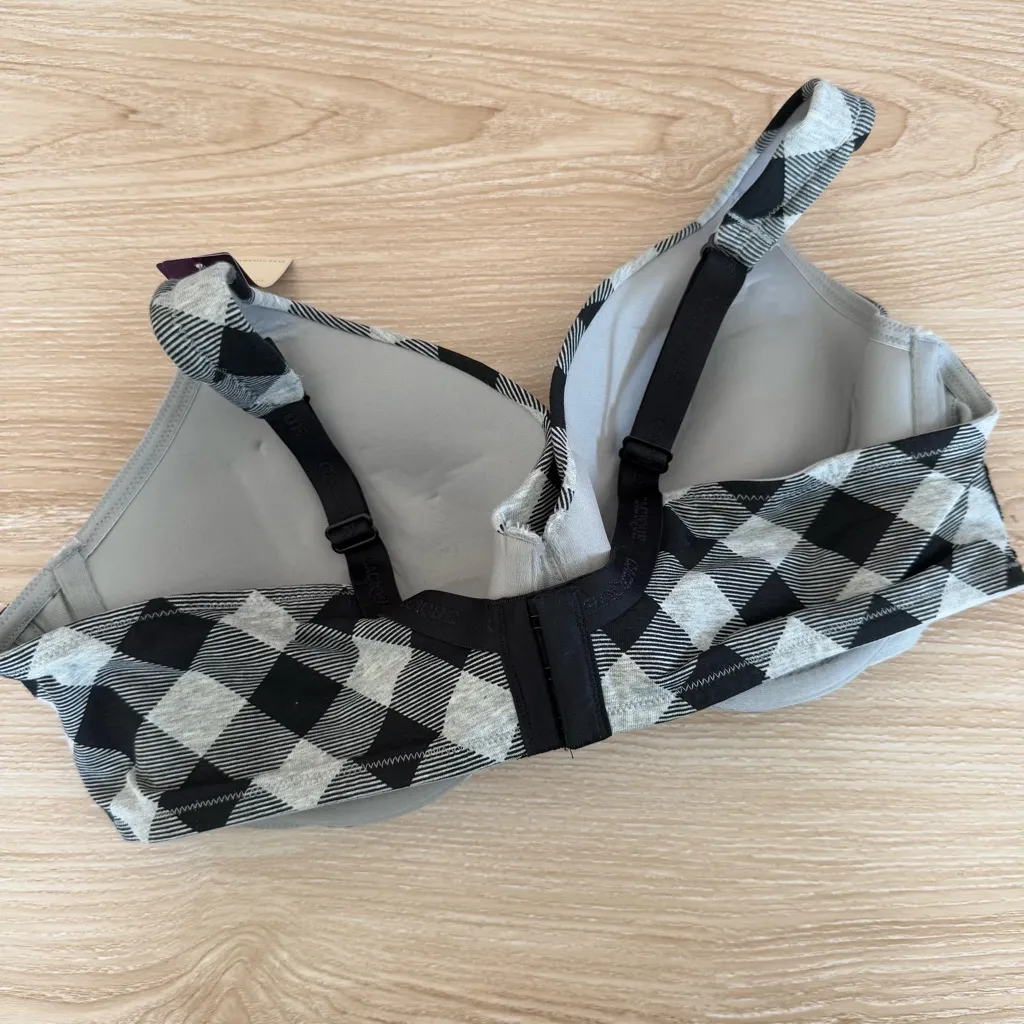 Cacique 42C NEW Wired Bra Plaid Black Grey Full Coverage - Image 2