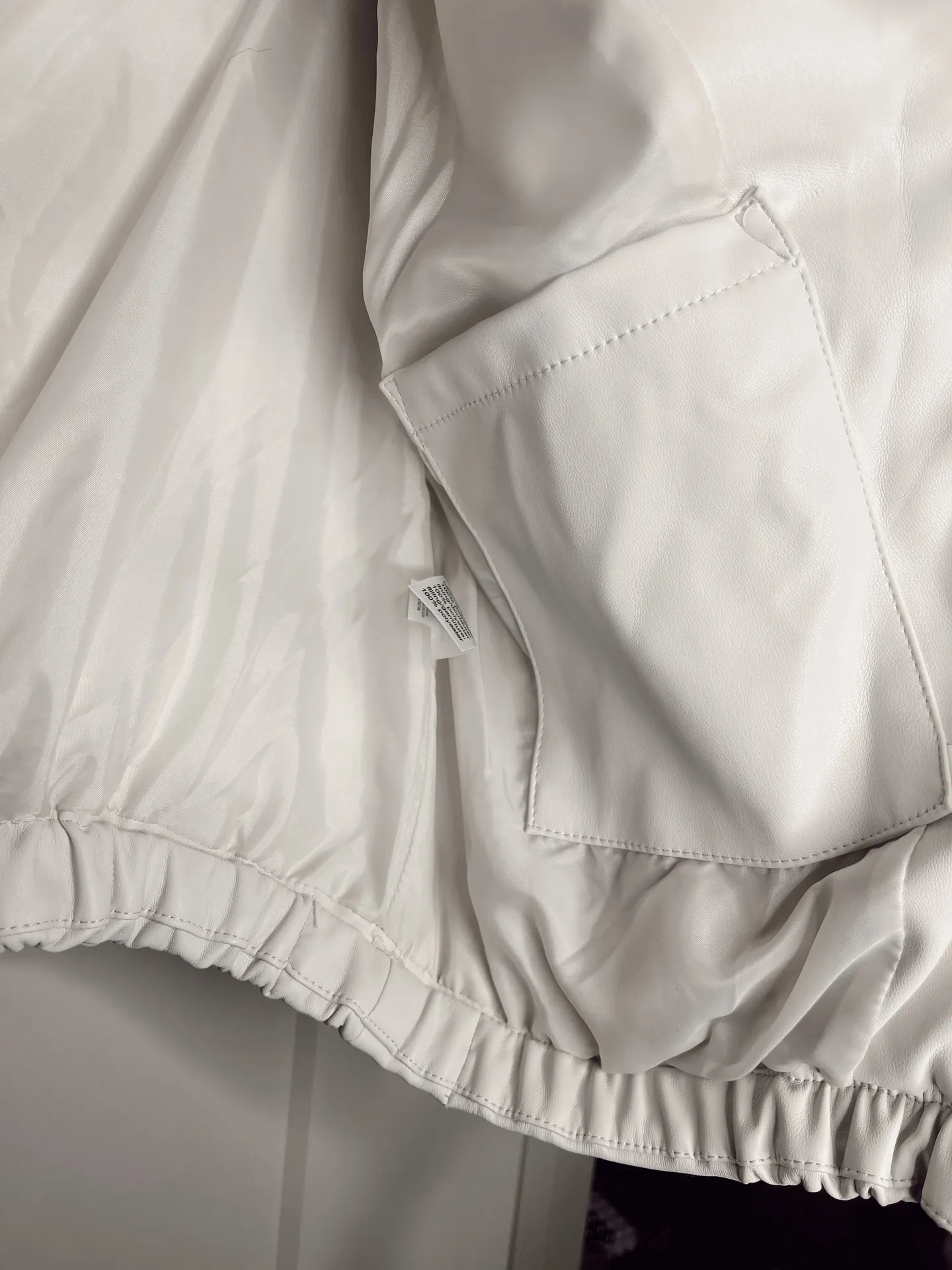 Leather Puffer Jacket White - Image 4