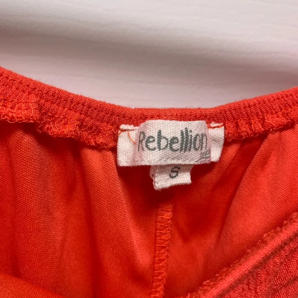 ❤B03- Revellion off shoulder bohemian boho embroider orange dress size S - Image 3