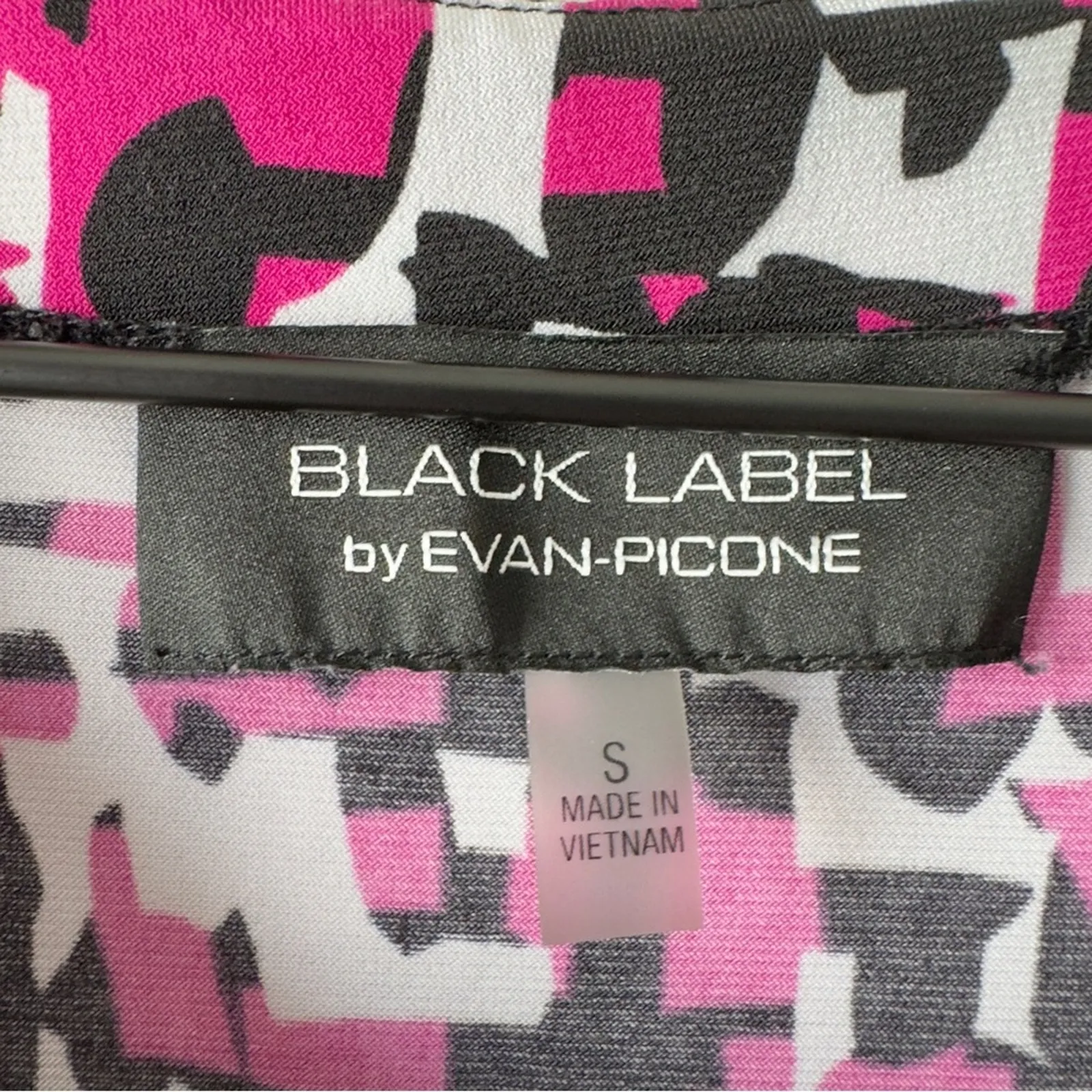 Y2K Evan Picone Black Label Pink White Geometric Blouse Tank Top Sleeveless EUC - Image 5